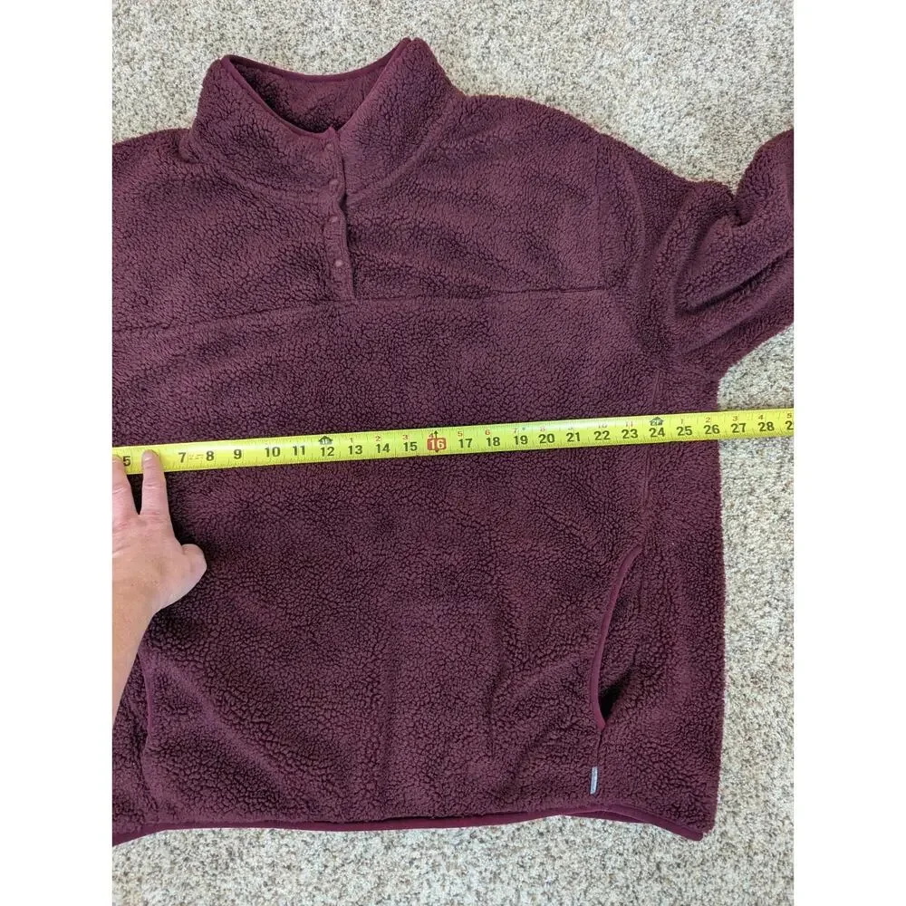 Eddie Bauer Woman’s XXL Hi Pile Fleece Sweater Purple 1/4 Snap Pullover Pockets